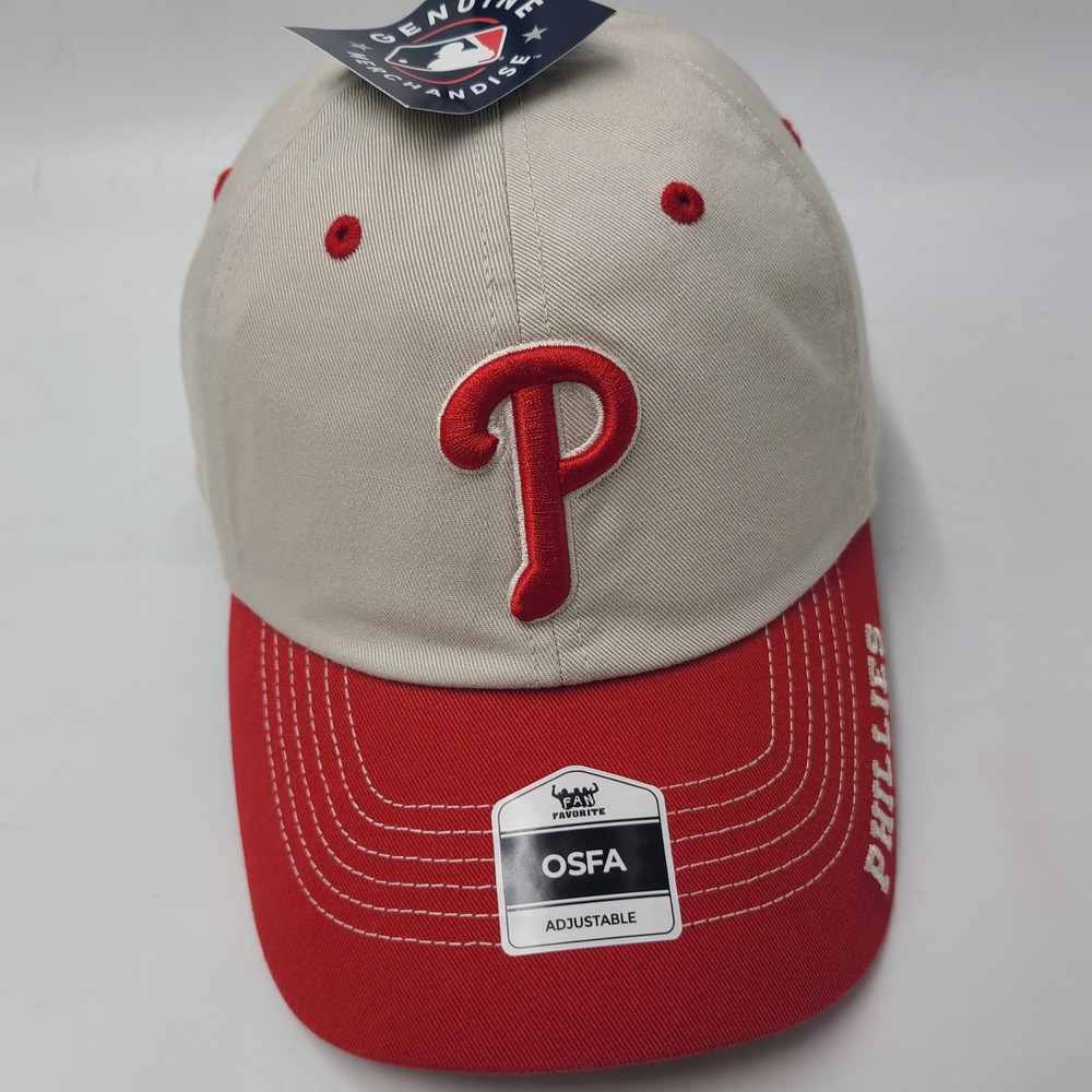 Philadelphia Phillies Hat Strapback Fan Favorite Clean Up Beige Red MLB Baseball